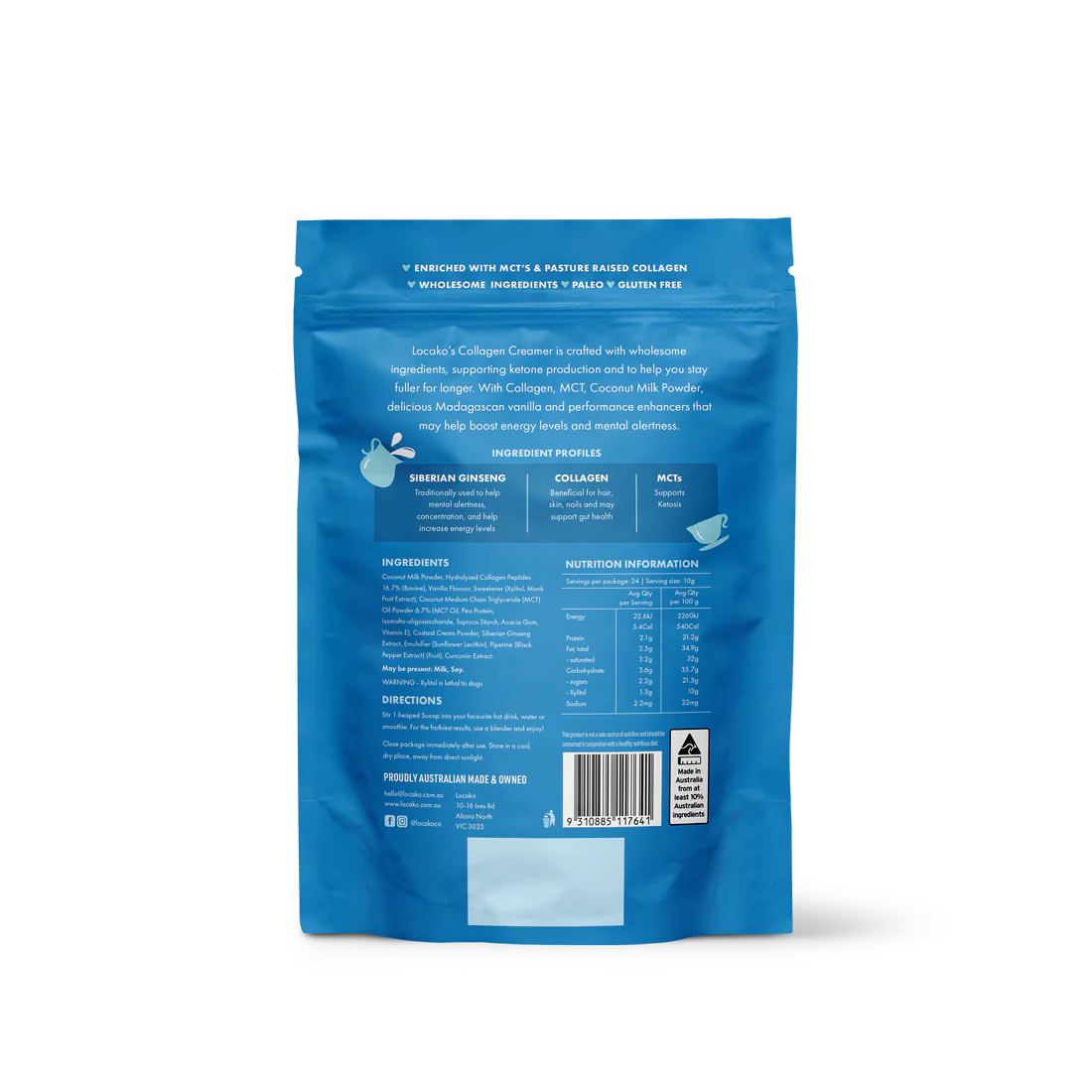 Locako Collagen Creamer - Performance - Madagascan Vanilla
