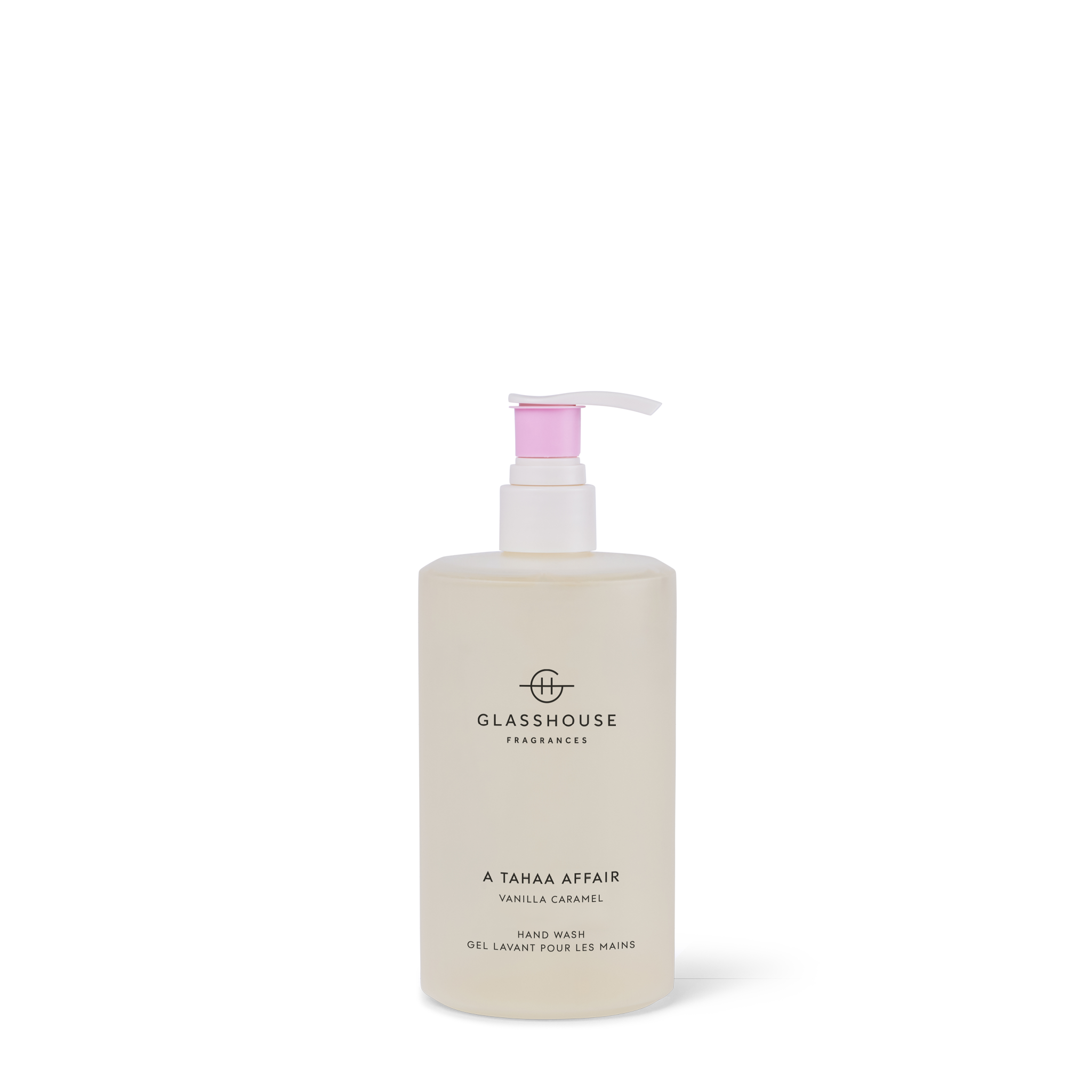 Glasshouse Fragrances hand wash bottle with pump on a white background