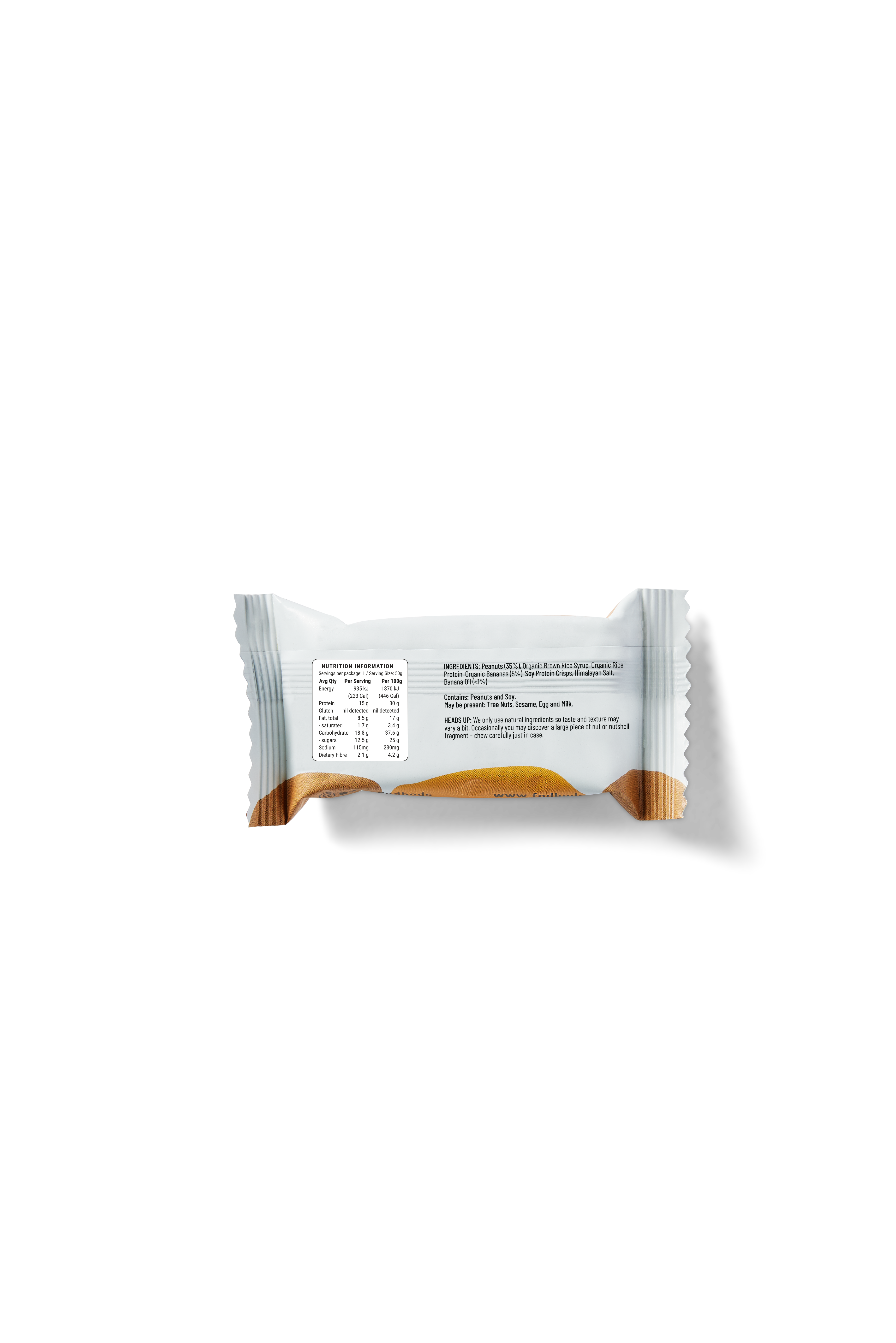 FOD BODS Bars FODBODS Low FODMAP Banana Peanut Butter  50g