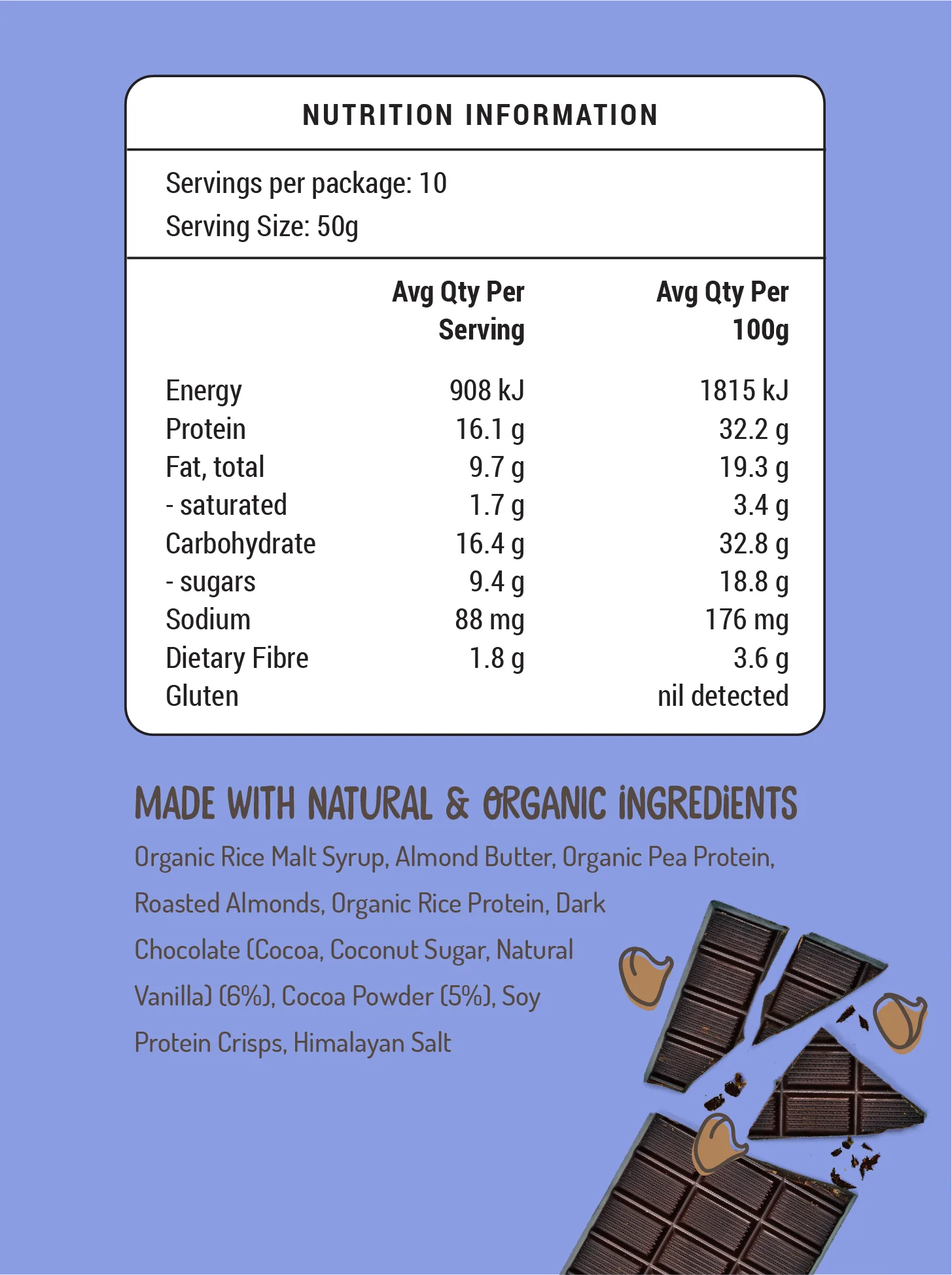 FOD BODS Bars FODBODS Low FODMAP Double Choc 50g Bars