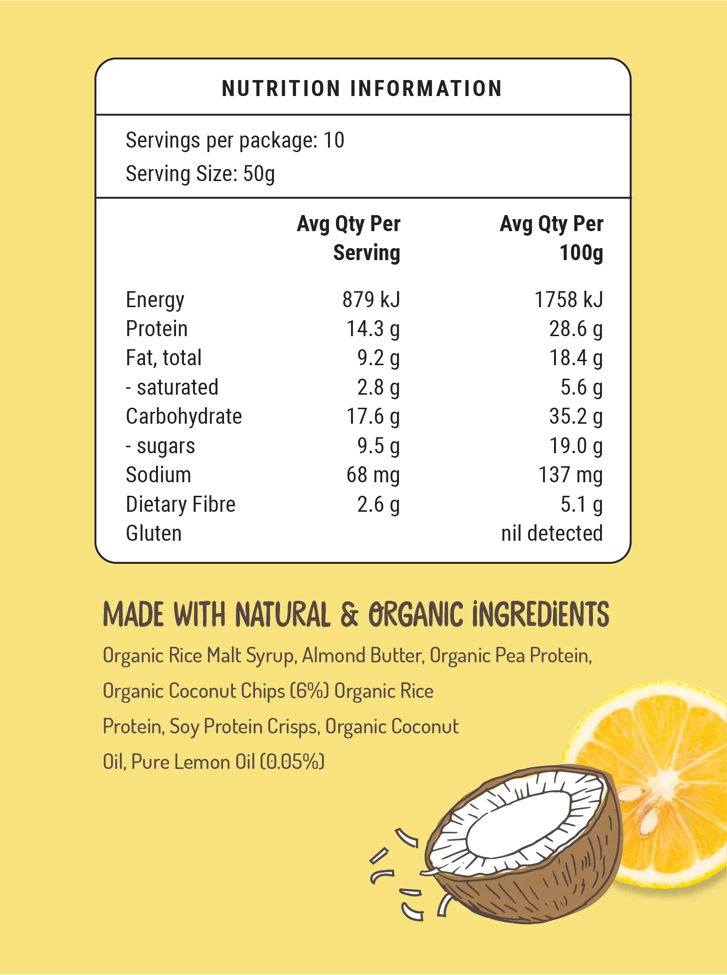 FOD BODS Bars 1 Bar FODBODS Low FODMAP Lemon Coconut  50g