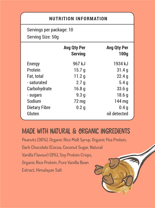 FOD BODS Bars FODBODS Low FODMAP Peanut Choc Chunk 50g