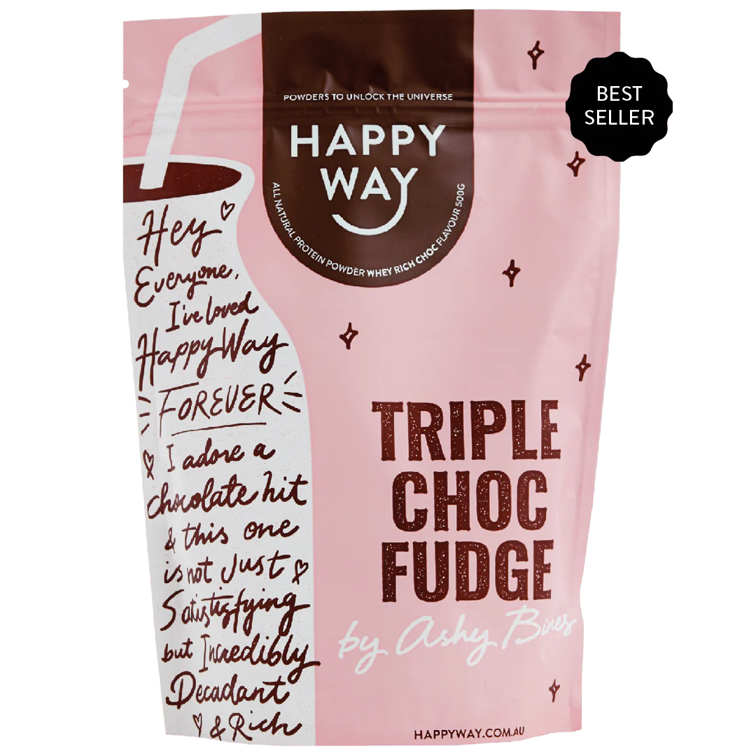 Happy Way Whey Protein Whey Protein Powder Triple Choc Fudge 500g