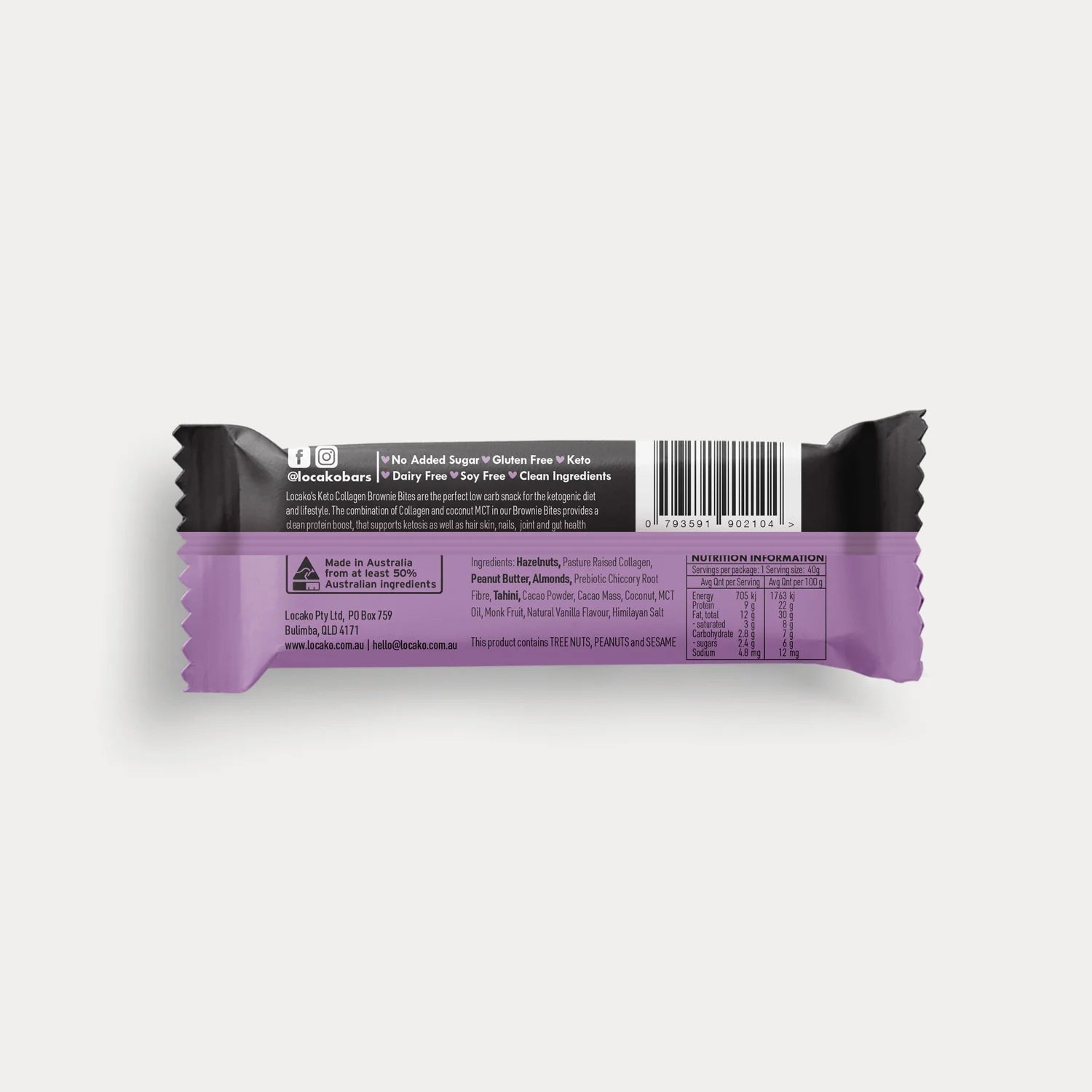 LOCAKO Bars Locako Keto Collagen Brownie Bite - Vanilla Hazelnut