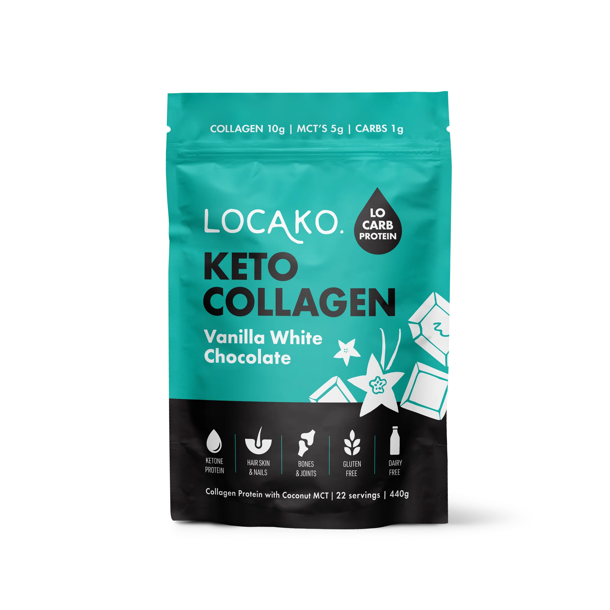 LOCAKO Coffee Creamer Locako Vanilla White Chocolate - Collagen Protein (440g)