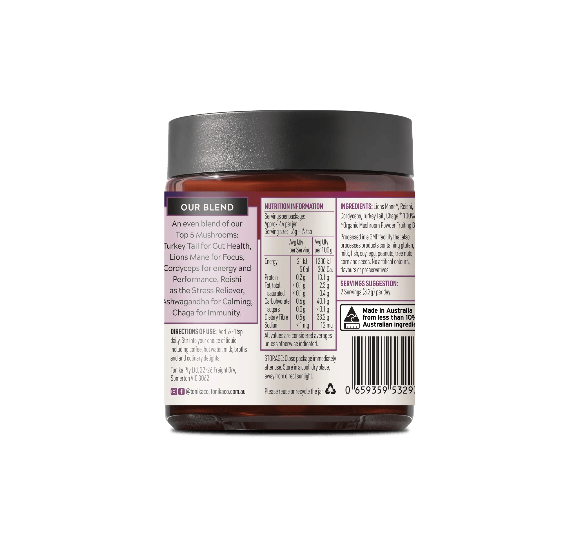 Tonika Powder TONIKA Organic 5 Mushroom Blend - THE MASTER 70gm