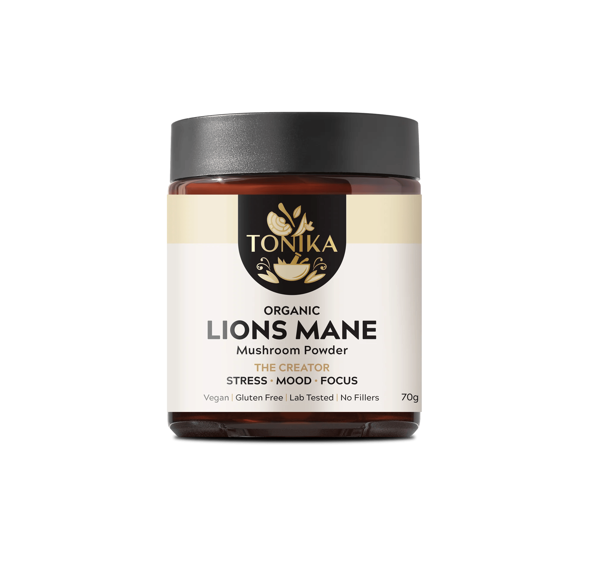 Tonika Powder TONIKA Organic Lion's Mane Powder Glass Jar - THE CREATOR 70gm