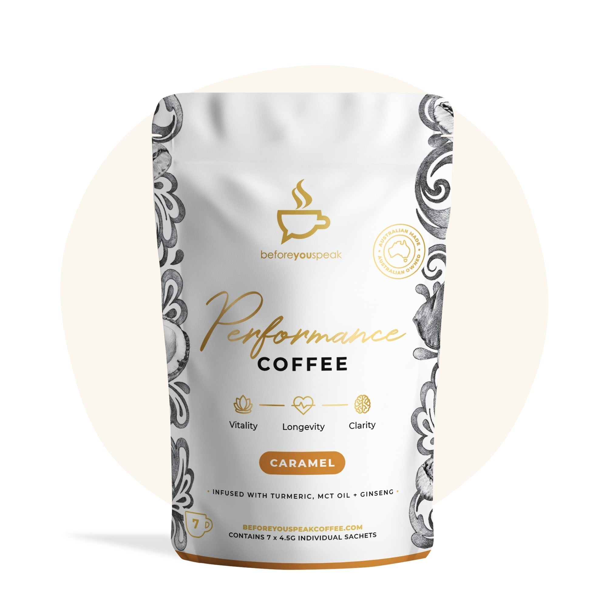 BEFORE YOU SPEAK Coffee High Performance Coffee Caramel (7PACK)